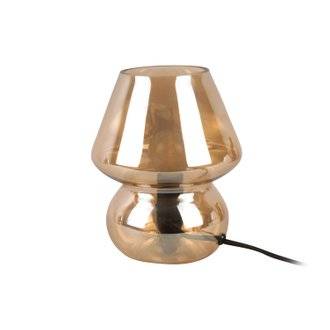 Lampe à poser vintage en verre - Hauteur 18 cm - Marron sable