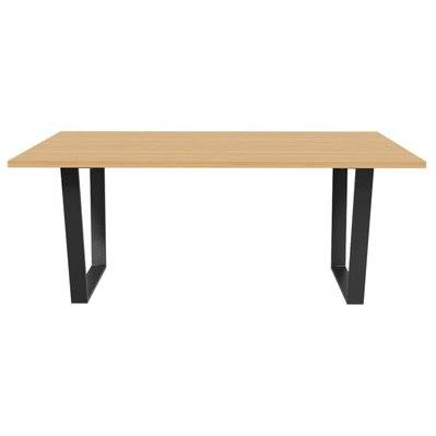 Table à manger rectangulaire industrielle bois chêne et métal noir L180 cm VALDA L180xP100xH74.5 - 51742 - 3662275127058