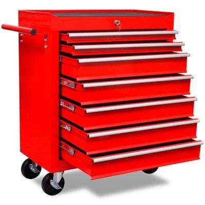 vidaXL Chariot à outils d'atelier avec 7 tiroirs Rouge - 141955 - 8718475945321