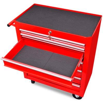 vidaXL Chariot à outils d'atelier avec 7 tiroirs Rouge - 141955 - 8718475945321