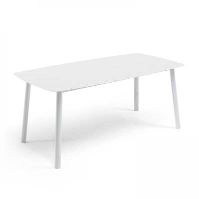 Table de jardin rectangulaire en aluminium et pierre frittée blanc - 106241 - 3663095039002
