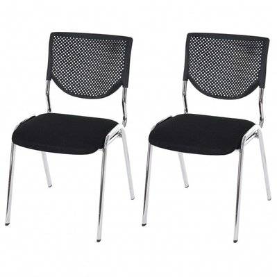 Lot de 2 chaises ergonomique pour visiteur bureau noir pieds chromé BUR04049 - BUR04049 - 3000114165876