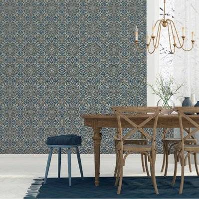 Noordwand Papier peint Homestyle Portugese Tiles marron et bleu - 434264 - 0058559375421