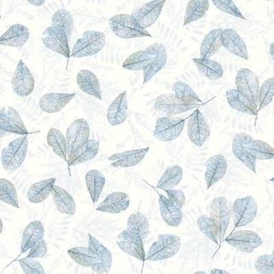 Noordwand Papier peint Evergreen Leaves blanc et bleu - 434269 - 8022560073029