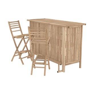 Ensemble bar et chaise de bar de jardin Vadella en bambou (lot de 2)