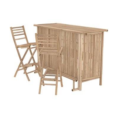 Ensemble bar et chaise de bar de jardin Vadella en bambou (lot de 2) - 9649 - 3701324541831