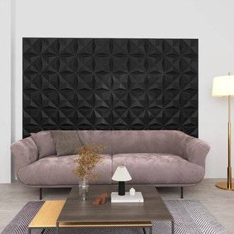 vidaXL Panneaux muraux 3D 48 pcs 50x50 cm Noir origami 12 m²
