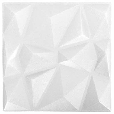 vidaXL Panneaux muraux 3D 48 pcs 50x50 cm blanc diamant 12 m² - 150912 - 8720286850015