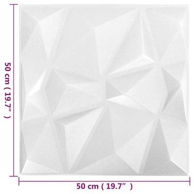 vidaXL Panneaux muraux 3D 48 pcs 50x50 cm blanc diamant 12 m² - 150912 - 8720286850015