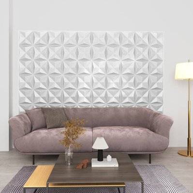 vidaXL Panneaux muraux 3D 48 pcs 50x50 cm Blanc origami 12 m² - 150914 - 8720286850039