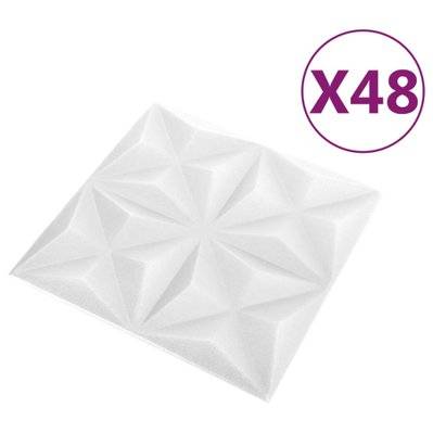vidaXL Panneaux muraux 3D 48 pcs 50x50 cm blanc origami 12 m² - 150914 - 8720286850039