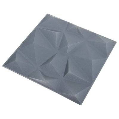 vidaXL Panneaux muraux 3D 24 pcs 50x50 cm gris diamant 6 m² - 150919 - 8720286850084