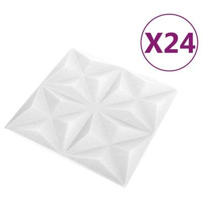 vidaXL Panneaux muraux 3D 24 pcs 50x50 cm blanc origami 6 m² - 150913 - 8720286850022
