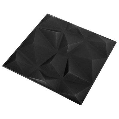 vidaXL Panneaux muraux 3D 24 pcs 50x50 cm noir diamant 6 m² - 150915 - 8720286850046