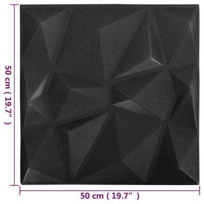 vidaXL Panneaux muraux 3D 24 pcs 50x50 cm noir diamant 6 m² - 150915 - 8720286850046