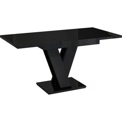 Table repas extensible "Masiv" - 120/160 x 80 x 75 cm - Noir brillant - 123151 - 3700746492875