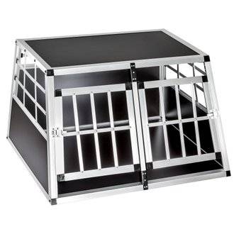 Tectake  Cage de transport pour chien double dos droit noir