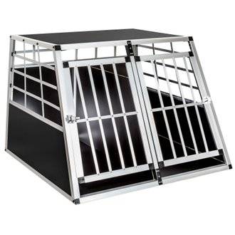 Tectake  Cage de transport pour chien double dos droit noir
