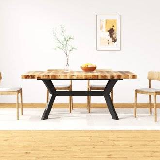 vidaXL Table de salle à manger Bois de manguier solide et Acier 180 cm