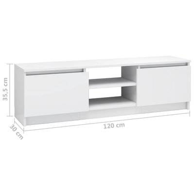 vidaXL Meuble TV Blanc brillant 120x30x35,5 cm Bois d’ingénierie - 800573 - 8719883739700