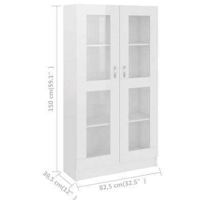 vidaXL Armoire vitrine Blanc brillant 82,5x30,5x150 cm Bois ingénierie - 802765 - 8720286134474