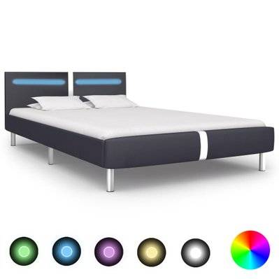 vidaXL Cadre de lit avec LED Noir Similicuir 140 x 200 cm - 280848 - 8719883581941