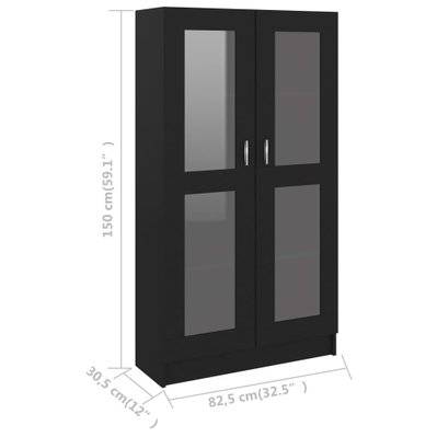 vidaXL Armoire à vitrine Noir 82,5x30,5x150 cm Bois d'ingénierie - 802760 - 8720286134429