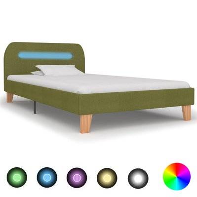 vidaXL Cadre de lit avec LED Vert Tissu 90 x 200 cm - 280906 - 8719883582528