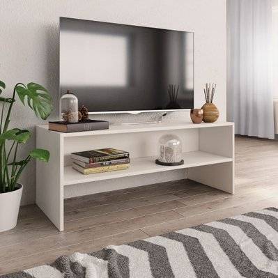 vidaXL Meuble TV Blanc 100x40x40 cm Bois d’ingénierie - 800045 - 8719883672069