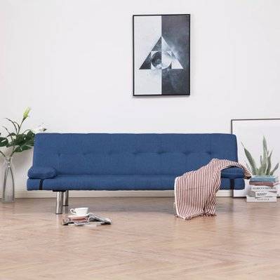 vidaXL Canapé-lit avec deux oreillers Bleu Polyester - 282187 - 8719883588711