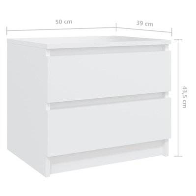vidaXL Table de chevet Blanc 50x39x43,5 cm Aggloméré - 806193 - 8720286557983