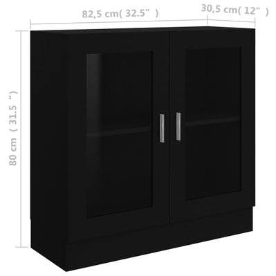 vidaXL Armoire à vitrine noir 82,5x30,5x80 cm Bois d'ingénierie - 802742 - 8720286134245