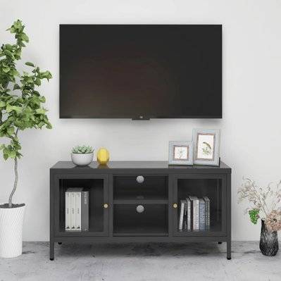 VIDAXL Meuble TV/ Support pour moniteur 70 x 30 x 13 cm Verre Noir