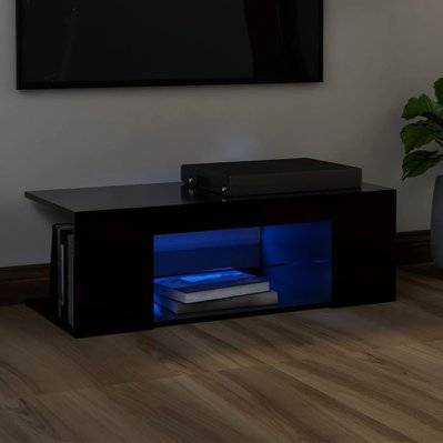 vidaXL Meuble TV avec lumières LED Noir 90x39x30 cm - 804239 - 8720286216491