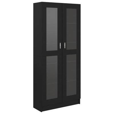 vidaXL Armoire à vitrine Noir 82,5x30,5x185,5 cm Bois d’ingénierie - 802769 - 8720286134511