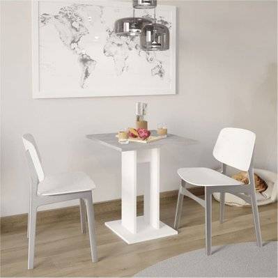 FMD Table de salle à manger 70 cm Gris béton et blanc - 428691 - 4029494116741
