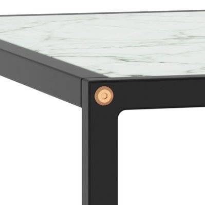 vidaXL Table basse Noir avec verre marbre blanc 80x80x35 cm - 322877 - 8720286058053