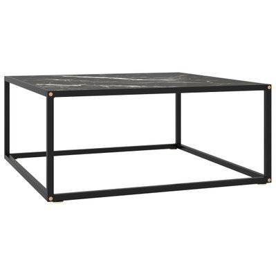 vidaXL Table basse Noir avec verre marbre noir 80x80x35 cm - 322878 - 8720286058060