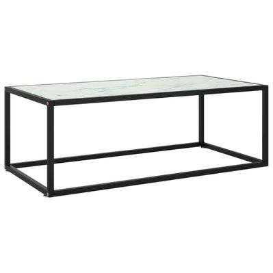 vidaXL Table basse Noir avec verre marbre blanc 100x50x35 cm - 322881 - 8720286058091