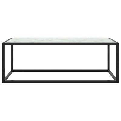 vidaXL Table basse Noir avec verre marbre blanc 100x50x35 cm - 322881 - 8720286058091