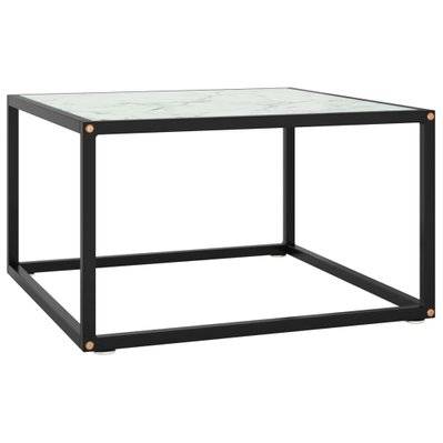 vidaXL Table basse Noir avec verre marbre blanc 60x60x35 cm - 322873 - 8720286058015