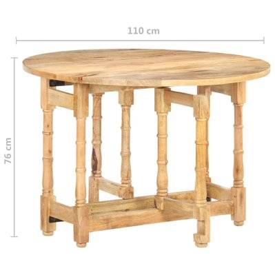 vidaXL Table de salle à manger Rond 110x76 cm Bois de manguier massif - 321699 - 8720286105917