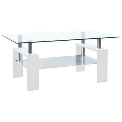 vidaXL Table basse Blanc et transparent 95x55x40 cm Verre trempé - 330304 - 8720286380093