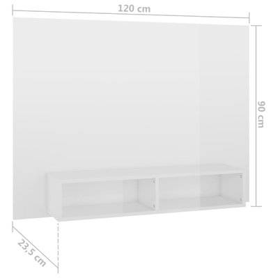 vidaXL Meuble TV mural Blanc brillant 120x23,5x90 cm Bois d’ingénierie - 808275 - 8720286606155