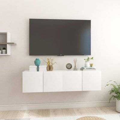 vidaXL Meubles TV suspendus 2 pcs Blanc brillant 60x30x30 cm - 804527 - 8720286587690