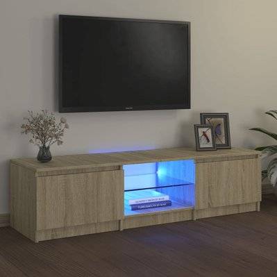 vidaXL Meuble TV avec lumières LED chêne sonoma 140x40x35,5 cm - 804295 - 8720286217054