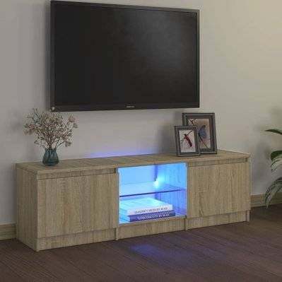 vidaXL Meuble TV avec lumières LED chêne sonoma 120x30x35,5 cm - 804286 - 8720286216965