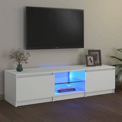 vidaXL Meuble TV avec lumières LED blanc 140x40x35,5 cm - 804292 - 8720286217023