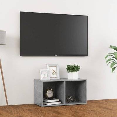 vidaXL Meuble TV gris béton 72x35x36,5 cm bois d’ingénierie - 805529 - 8720286354377
