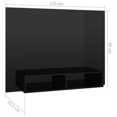 vidaXL Meuble TV mural Noir brillant 120x23,5x90 cm Bois d’ingénierie - 808276 - 8720286606162